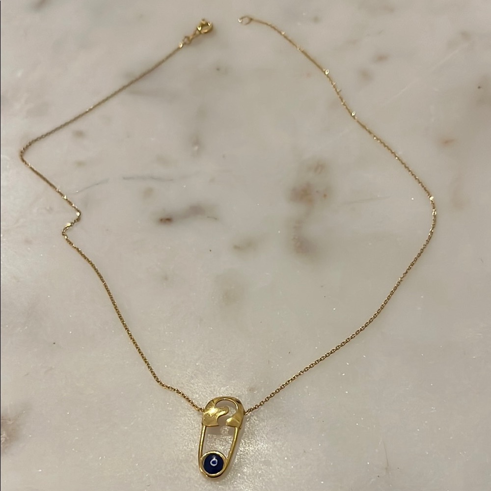 18k Gold Safety Pin Necklace